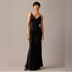 NWT J CREW COLLECTION‎ V Neck Slip Dress Luster Crepe Black Maxi Whimsigoth 12